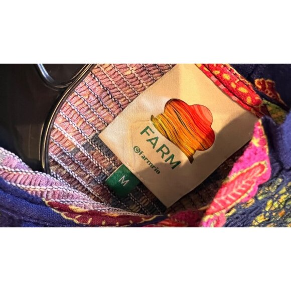 FARM Rio Macaw Bloom Floral Smocked Mock Neck Juliet Sleeve Dress size M - Picture 10 of 11